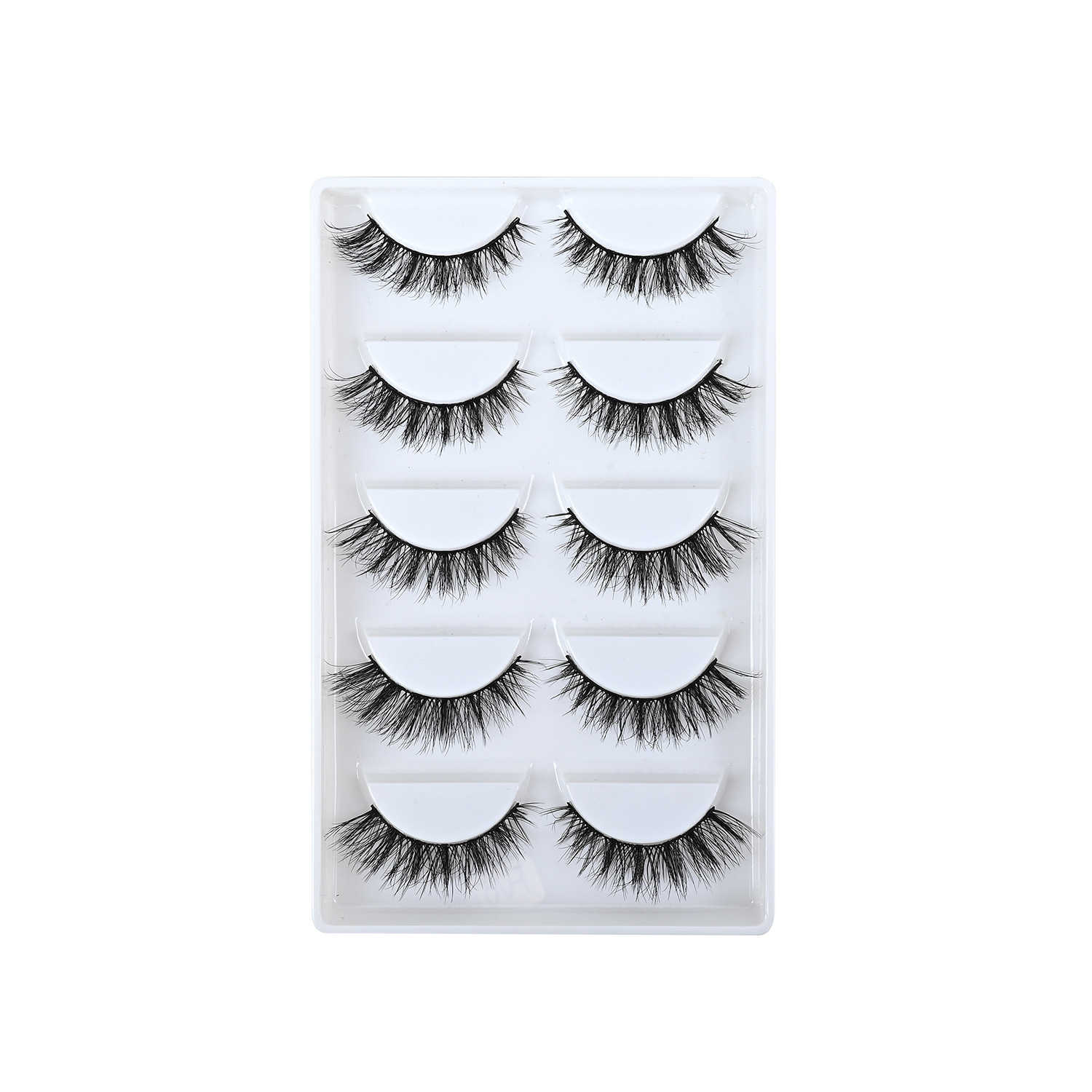 New set of five pairs of false eyelashes thick and curled one piece handmade three-dimensional eyelashes W250324