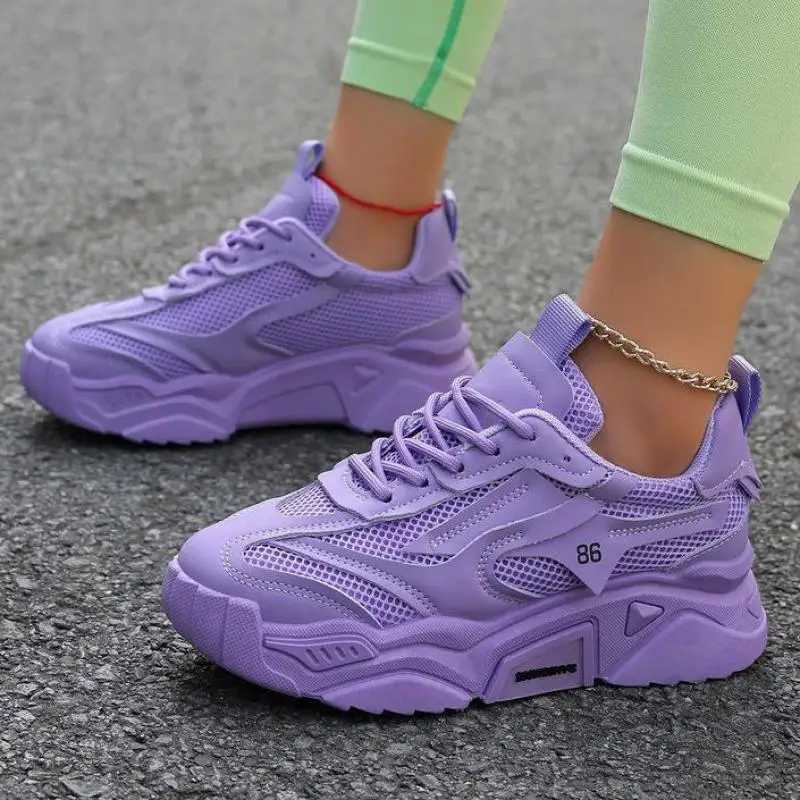 Womens pink platform sports shoes thick soled casual shoes womens spring tennis Fi slide outdoor walking sports shoesXJ250324