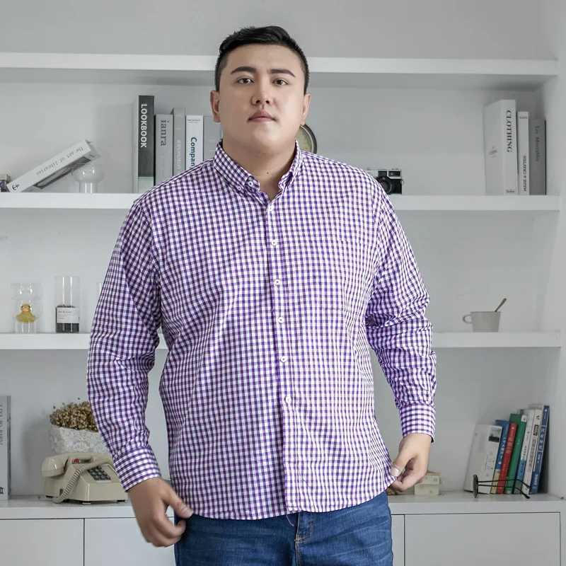 6XL 7XL 8XL 9XL 10XL large size plain long sleeved shirt for spring and autumn clothing casual youth mens loose 50 48 49 150kg X250324