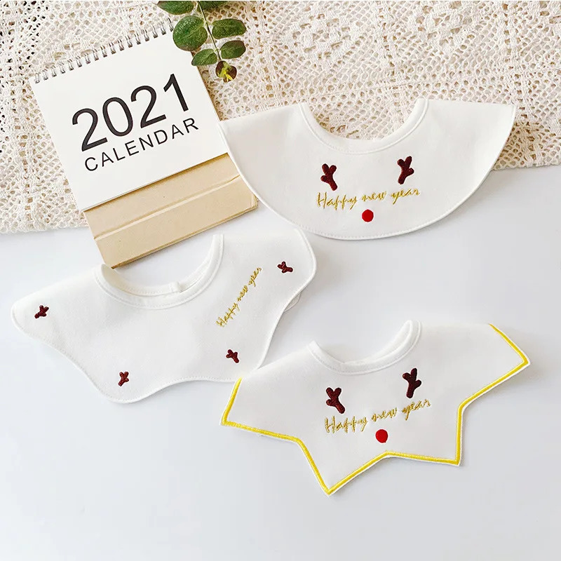 3 pieces/batch baby boys and girls bib cotton Christmas star Saliva towels soft splicing work adjustable for Burp clothes 0-24M 250324
