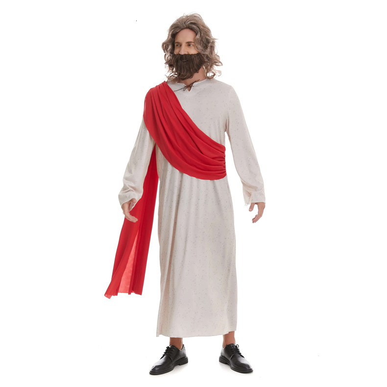 Nativity Scene Jesus Role-Play Suit - Comprehensive Uniform of Dress, Waistband, Headgear, and Facial Hair for Kids quantity