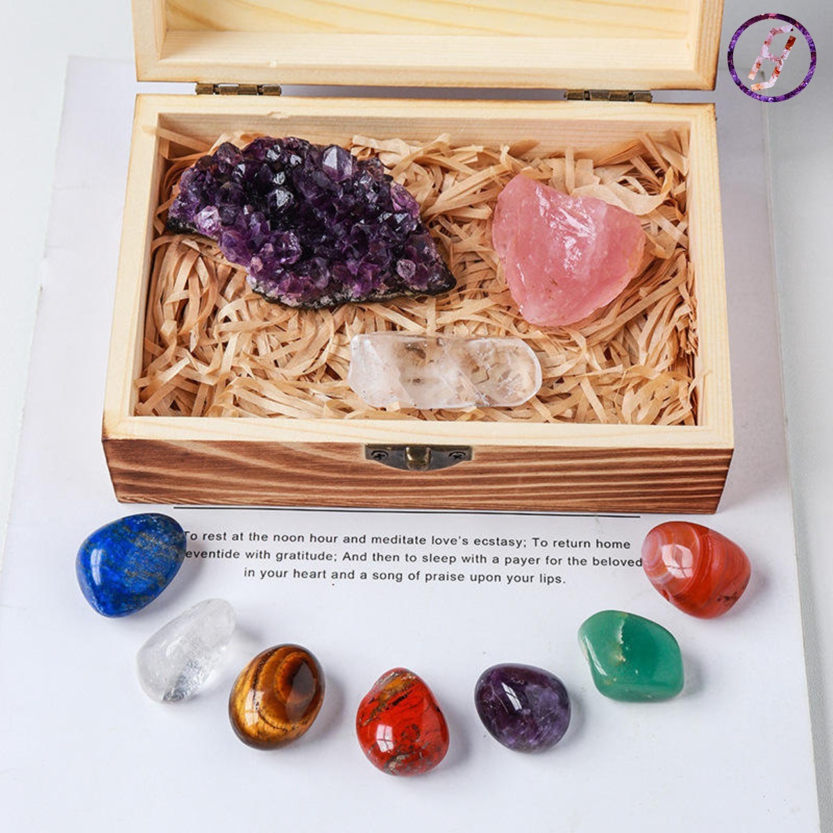 Natural Crystal 7 Color Gemstone Crystal Ore Raw Stone Box Set 7 Chakra Healing Crystal Karmic Imprinting Gemstone Kits Mysterious Eastern Energy