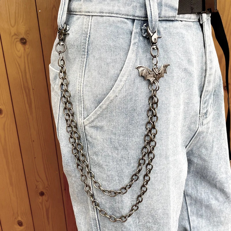 Metal Bat Rock Layered Chain Keychains For Men Women Waist Key Chain Wallet Jeans Hip-hop Pants Belt Chains Jewelry Accessories 250324