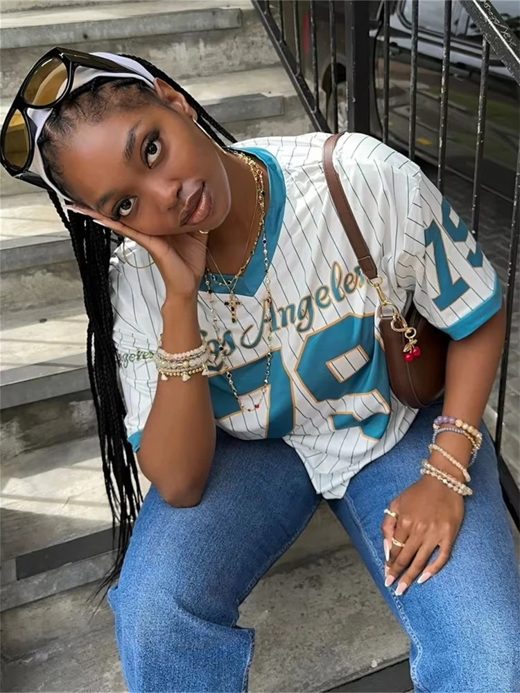 2025 leisure wholesale y2k clothing streetwear Tshirts printed loose tops fashionable long sleeves spring womens 250324