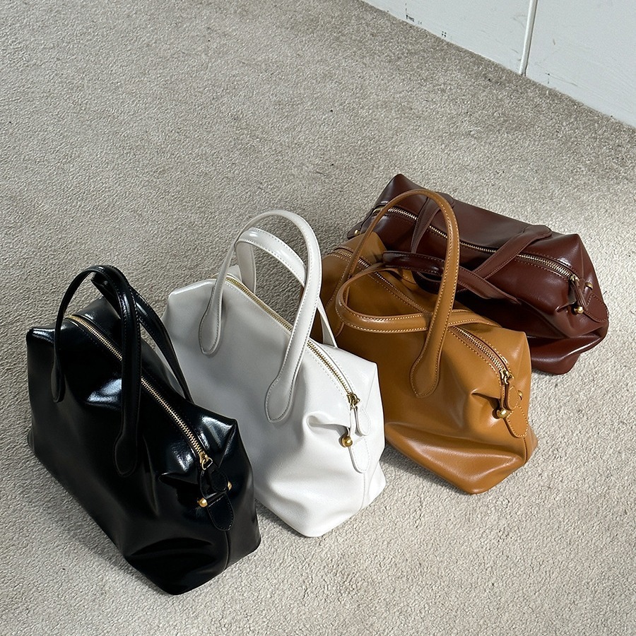 New Large Capacity Handbag Work Commuter Women's Advanced Sense Tote Bag Zipper Simple PU Soft Leather Handbag