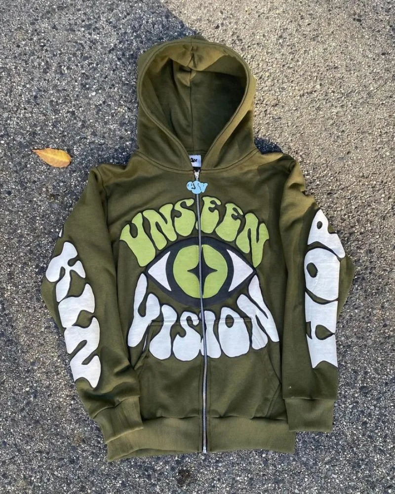 Y2k Zip Up Hoodie Harajuku Retro Style Streetwear Fashion Versatile Pattern Printing Men Women Clothes Casual Sweatshirt Coat 250324