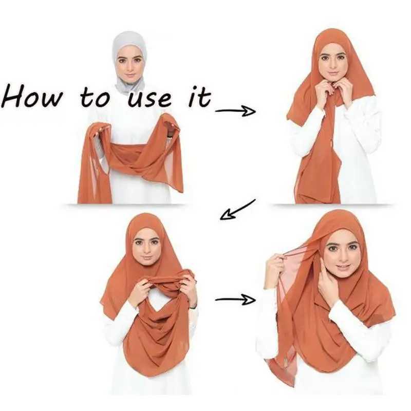Prepare to wear wrapped Muslim scarf Wen Shawl Stole Slip headscarf elastic bandage Shawl Islamic veil on Jersey Island X250324