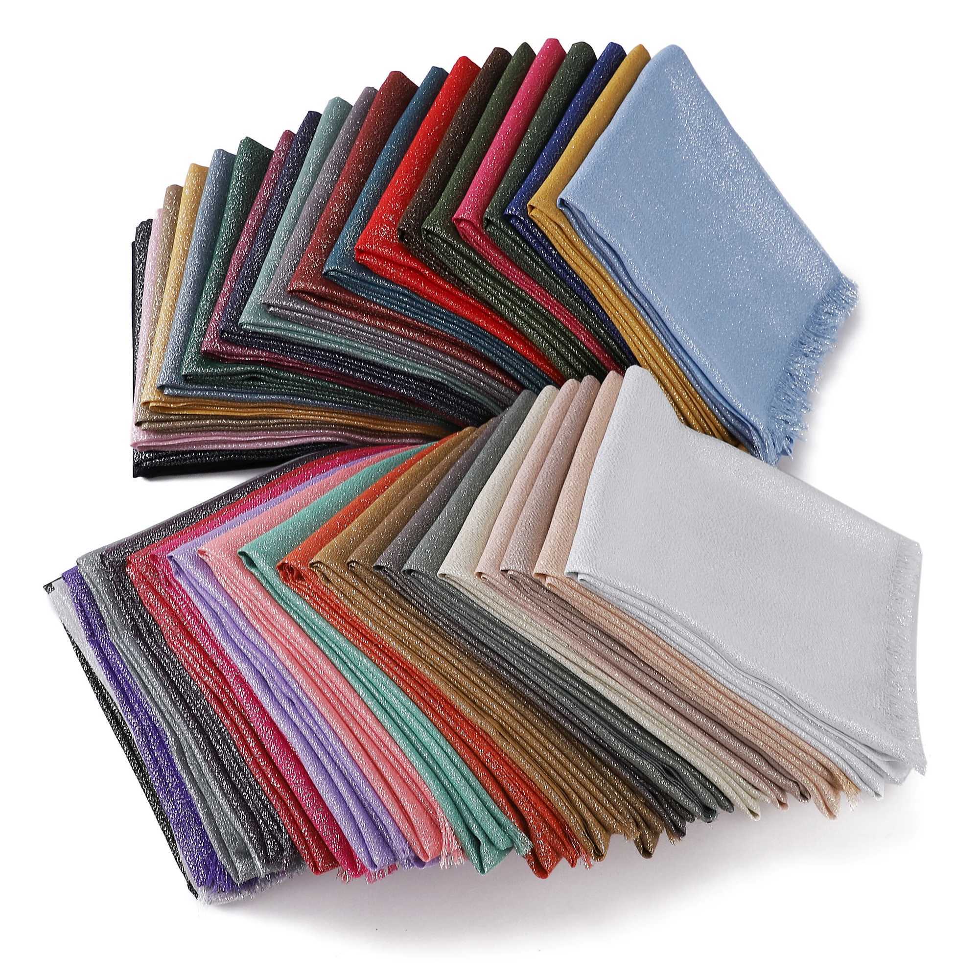 Latest Scarf Shining Solid Color Shawl Rayon Fabric Gold Silver Shawl Edge Headscarf X250324