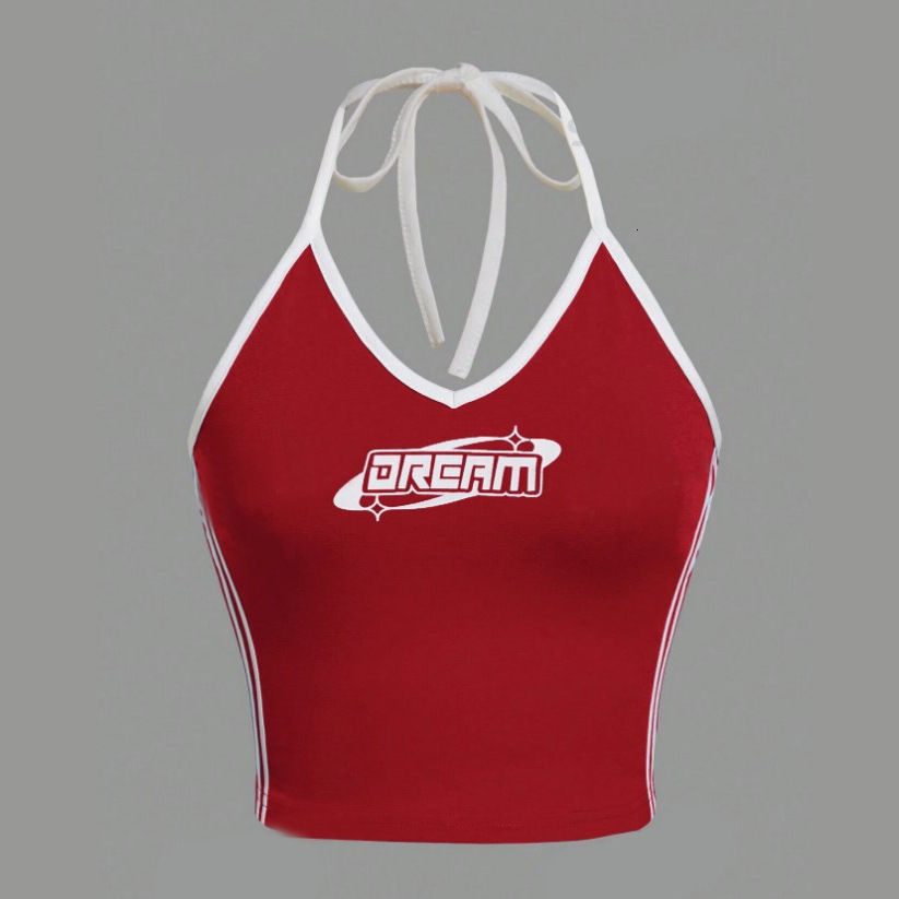 2025 New Letter Printed Color Beach Vest Fashion Casual Set Red, Black, White Outdoor Spicy Girl Slim Fit Tank Top