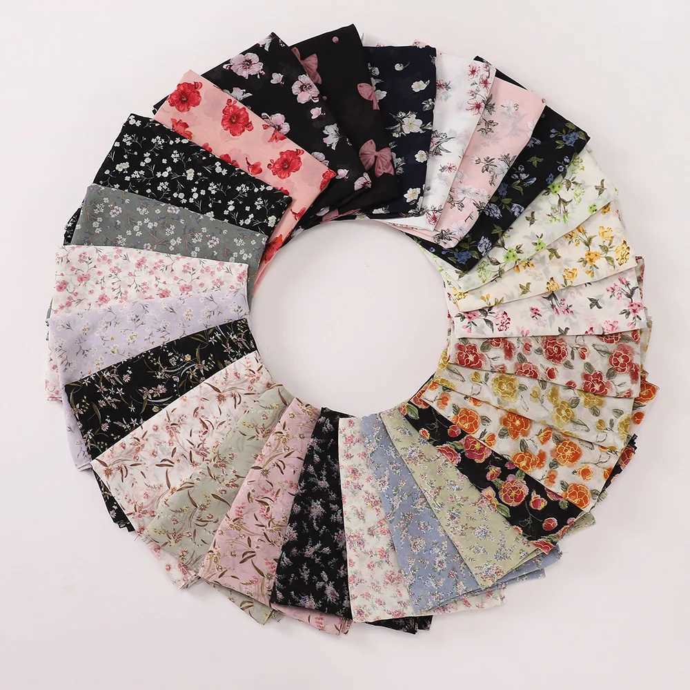 Newly printed headscarf shawl bubble chiffon headscarf Wan Design floral shawl Muslim scarf wrapped in turbine long scarf X250324