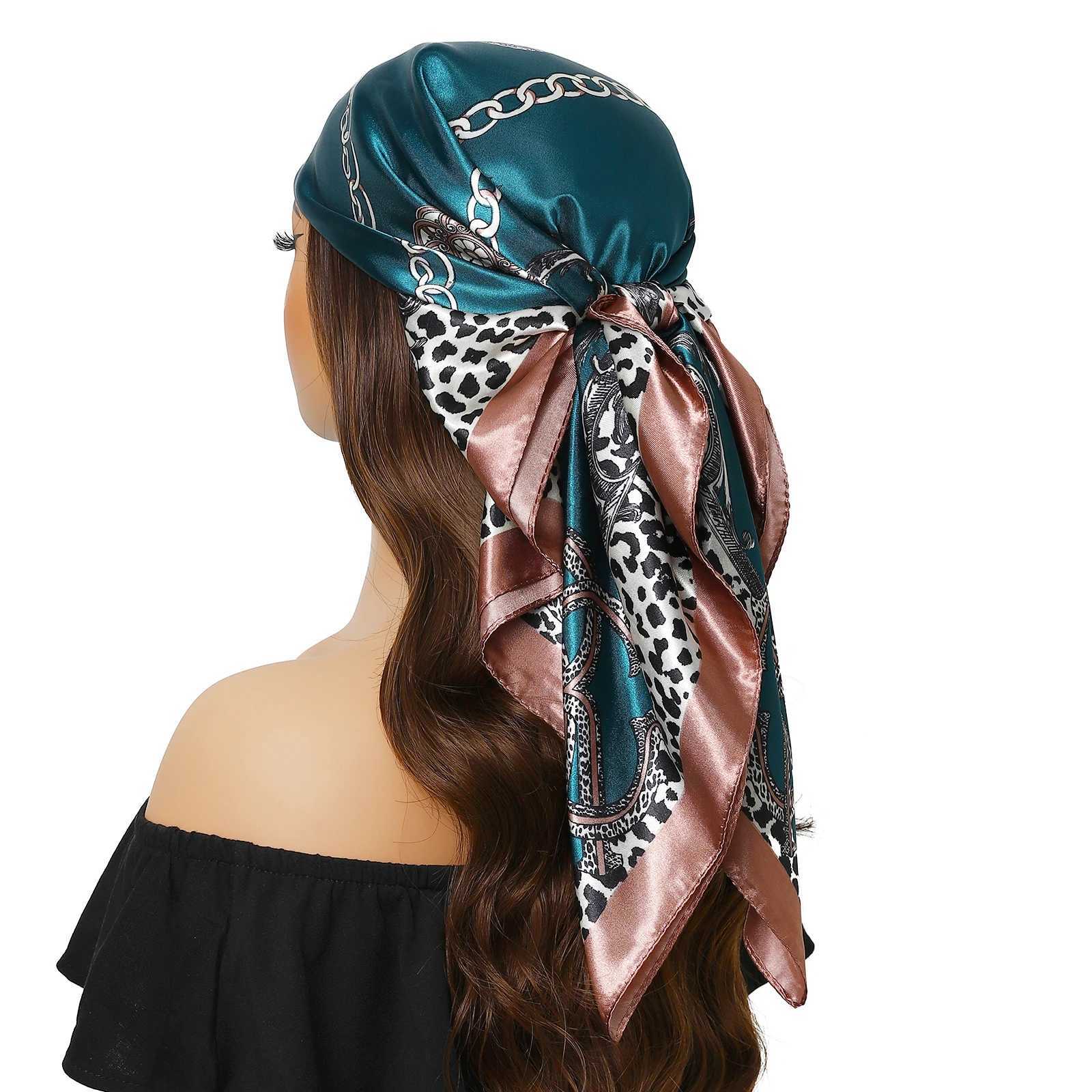 Fashion beach sunset silk scarf new 90X90CM shawl European and American 35.4-inch Kerchief Popar printing square Bandan X250324