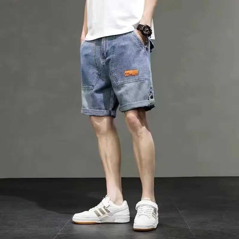 Bermuda Shorts Jeans Pants for Men with Pockets Mens Denim Shorts Cargo Baggy New In Cut Trend 2024 Buttons Retro Luxury Thin Sale T250603