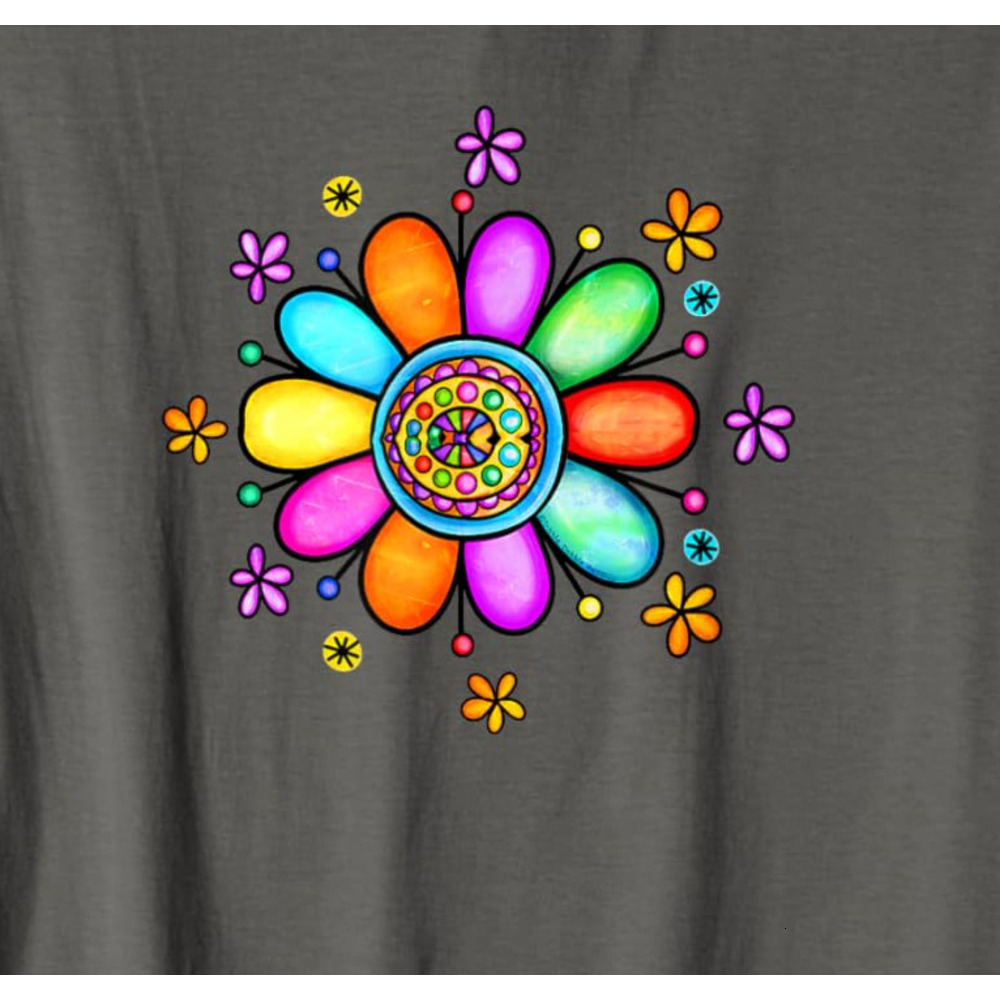 T shirt for Mens Pretty and Colorful Boho Hippie Flower Graphic Tee Casual Tops Clothes Short sleeve