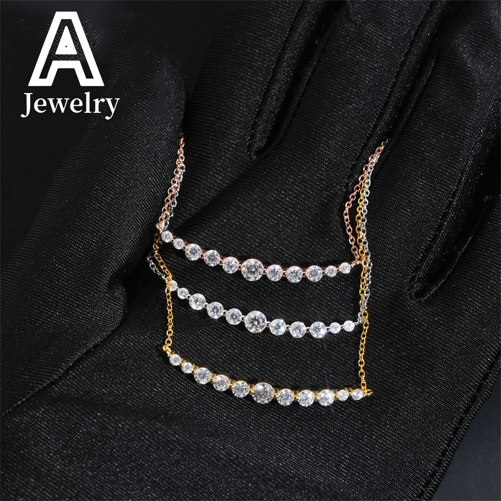 New Style Elegant Women Jewelry 925 Sterling Silver Bezel Smile Tennis Necklace Iced Out Moissanite Necklace