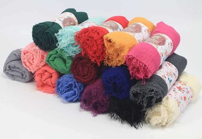 Fashionable Wens monochrome cotton linen scarf X250324