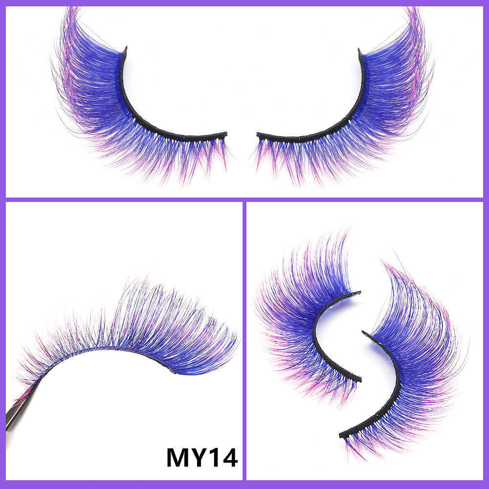 Colorful cat eye false eyelashes imitating mink eyelashes thick and curled naturally multi-layered false eyelashes W250324