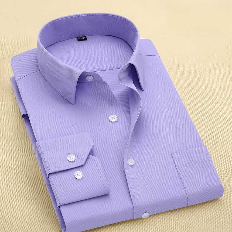 8XL solid color long sleeved mens work office business classic mens casual mens white shirt X250324