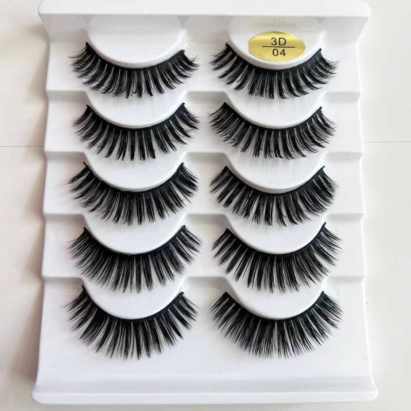 5-Pair 3D False Eyelash Natural Thickening 3D Multi Layer Hard Meme Stage Exaggerated False Eyelash W250324