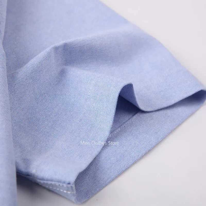 Mens Oxford short sleeved square neckline pure cotton striped summer casual shirt with single pocket comfortable cotton shirt X250324