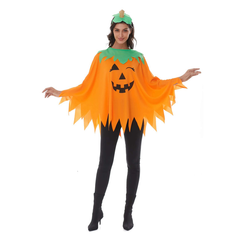 Spooky Fall Festival Pumpkin Getup Comprehensive Two-Part Cloak Outfit Including Headgear for Kids and Adults quantity