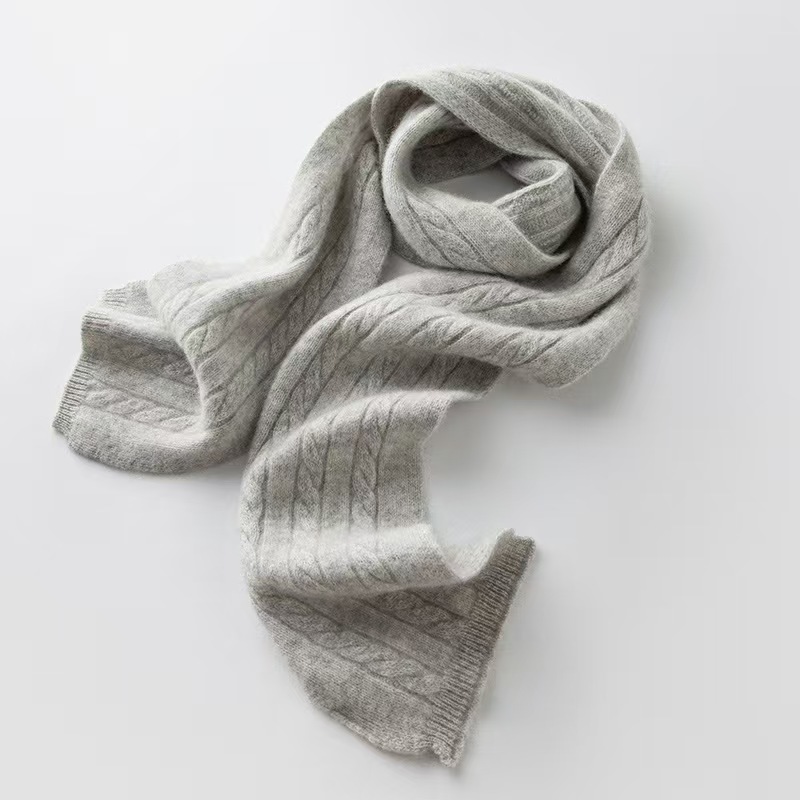 T345 cashmere 2025 autumn and winter new unisex twisted all-match twisted knitted long scarf warm neck scarf