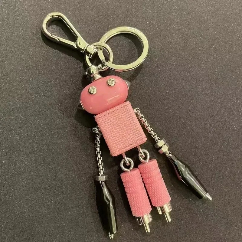 Robot pendant keychain leather bag pendant with artificially enhanced triangular embryo pendant 250322