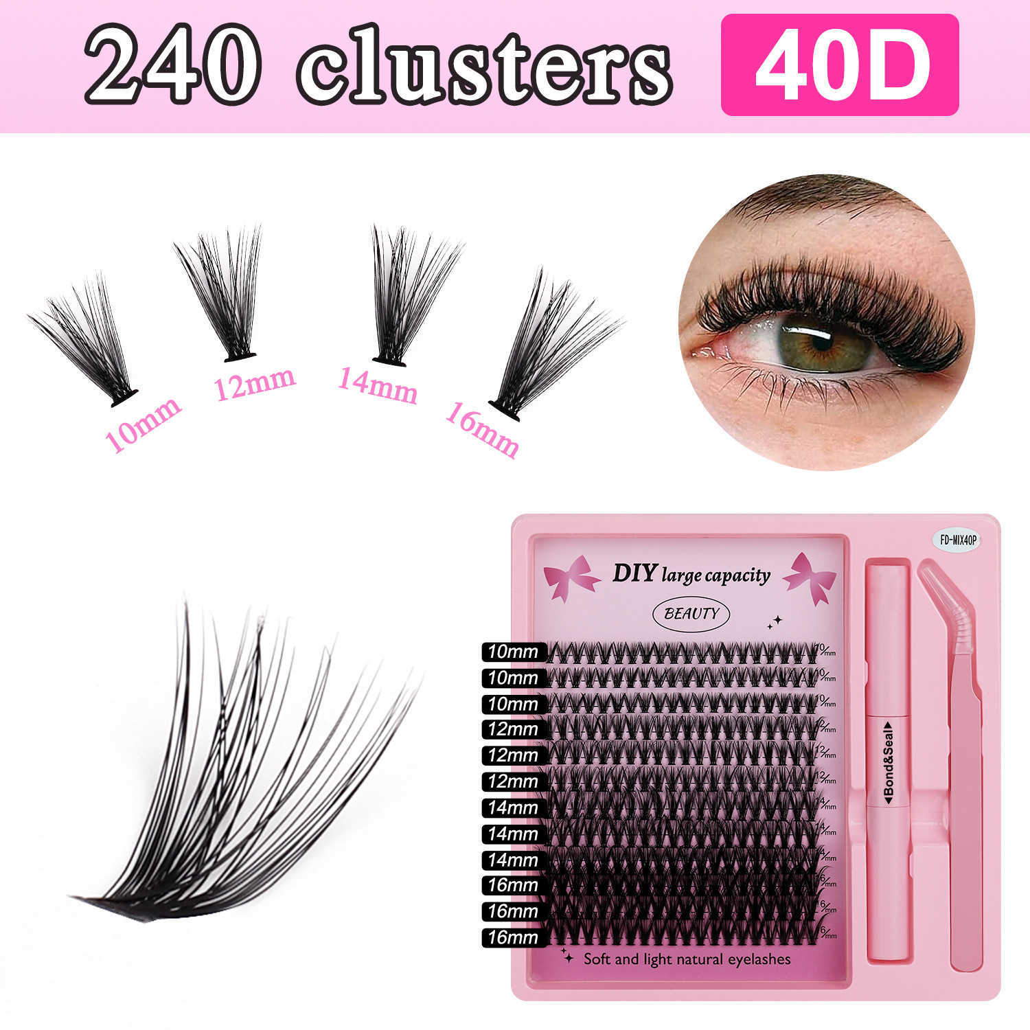 False eyelash extension set with segmented thick eyelashes W250324