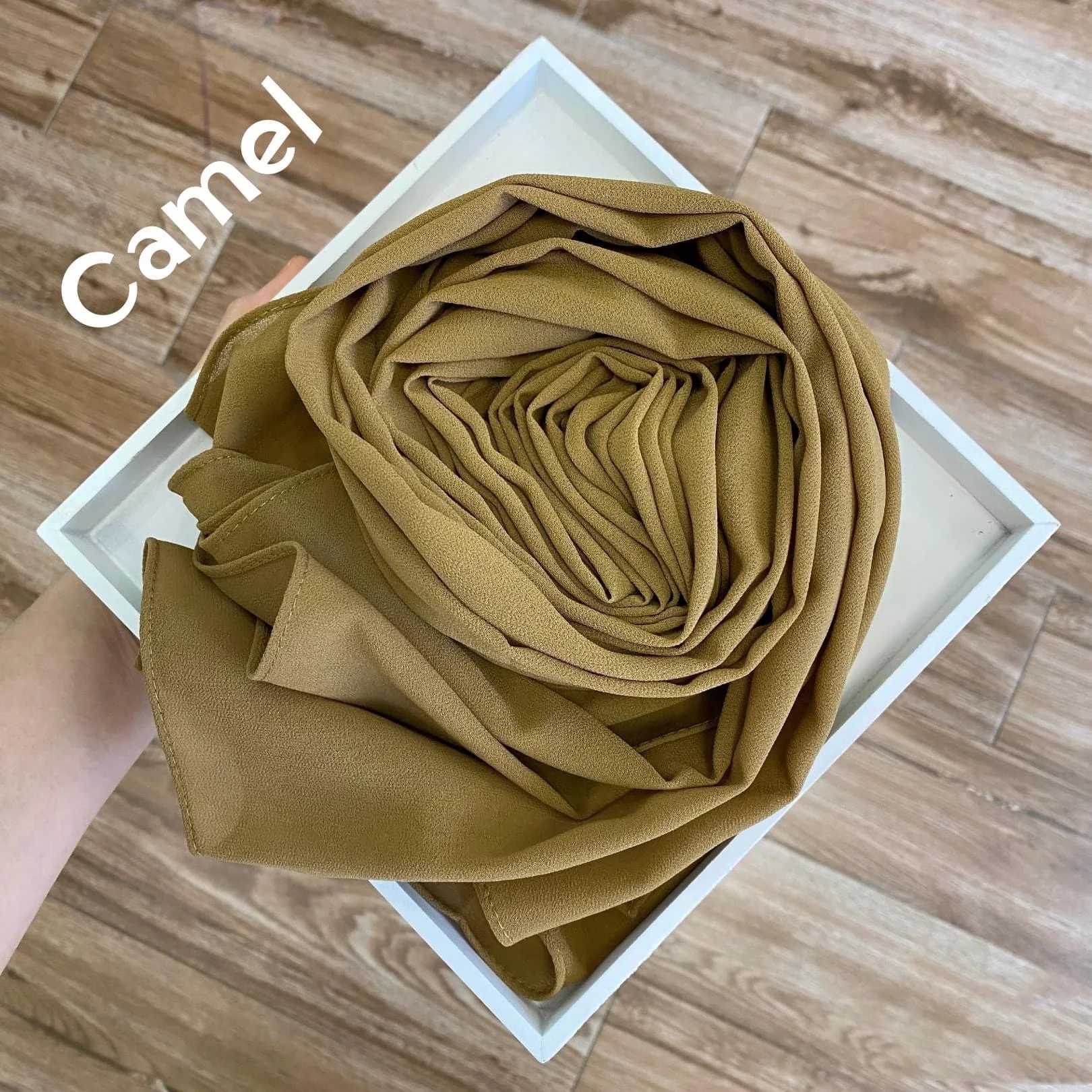 New Fashion Wen Solid Chiffon Scarf Ready to Wear Instant Headscarf Muslim Shawl Islamic Headscarf Arab Wrap Scarf X250324