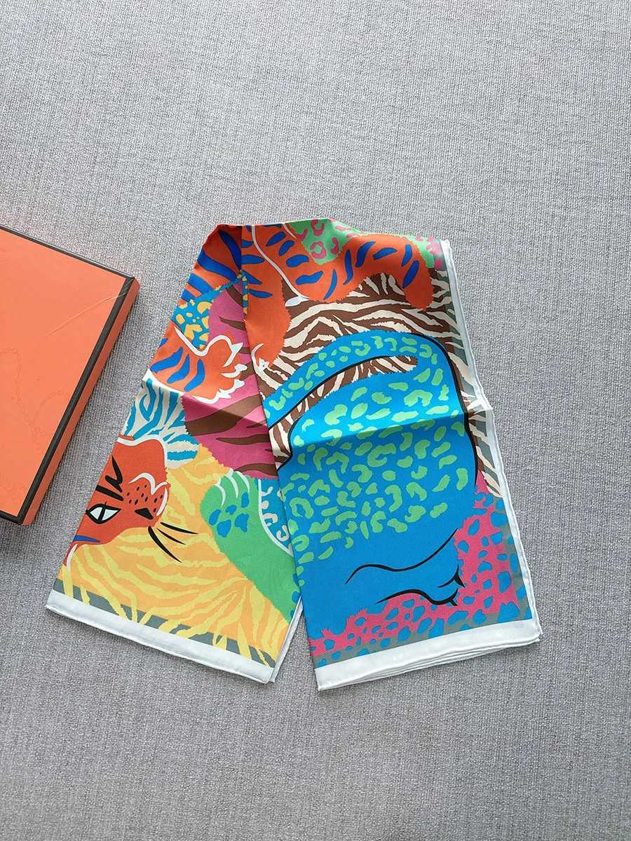 Summer Scarf Foard Femmes Chic Hair Accessories Natural Shawl Luxury Copy Wen Natural Silk 90x90 Cm Color Meterless X250324