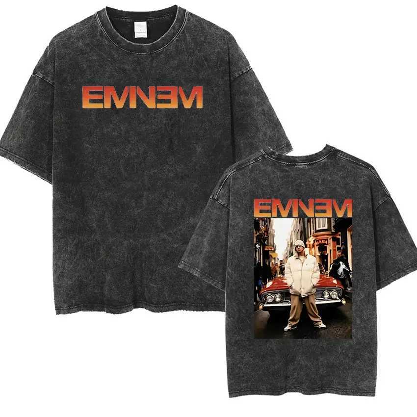 90s rapper Amus world tour music graphic T-shirt mens cool hip-hop retro wash oversized T-shirt unisex Gothic T-shirt X250324