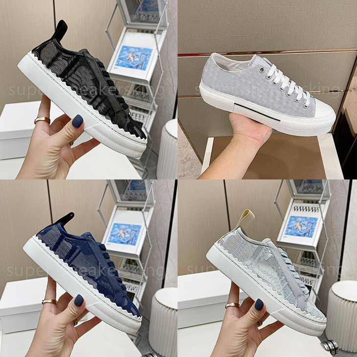 Designers Letter Sneakers Splicing mesh Canvas Shoes Men Women Trainers Vintage embroidered Sneakers size 35-46