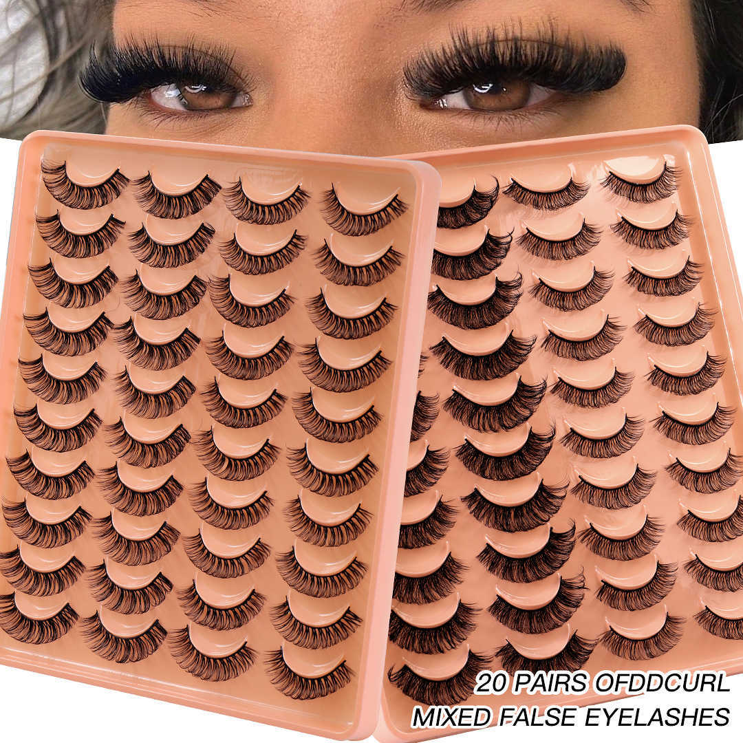 New DD Synthetic Fiber Russian Curl False Eyelash 20 Pair Set Thick Natural Grafted Eyelash W250324