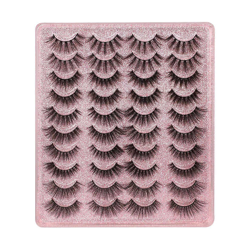 20 pairs of fake eyelashes imitating mink mixed styles thick and curly fake eyelashes curled eyes elongated tails W250324