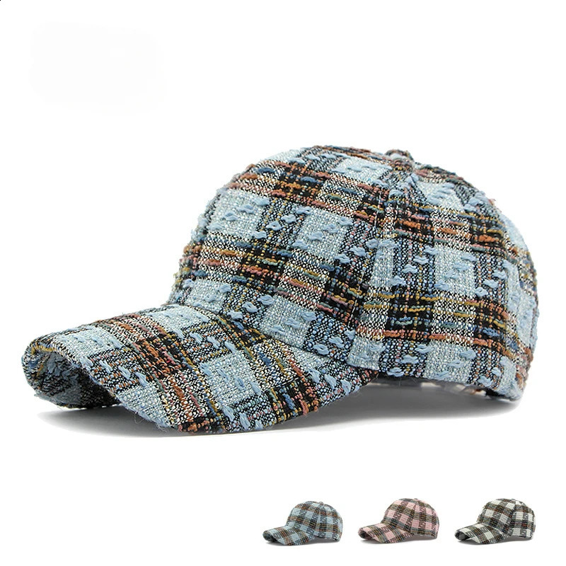 Korean Fashion Plaid Hardtop Baseball Cap Ladies Outdoor Sun Visor Cap 250321