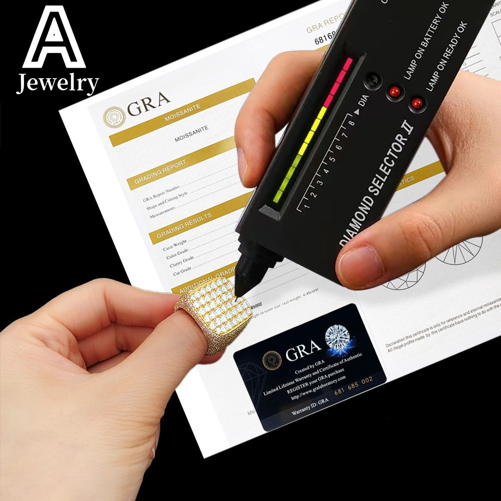 Europe and the United States hip hop 925 sterling silver Moissanite square fashion ring selling trend rings for men and women