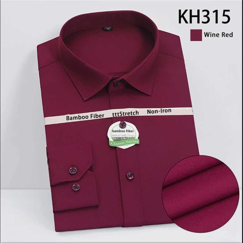 2024 new bamboo fiber elastic mens Camisas four season mens workwear long sleeved shirt white red blue navy blue pink X250324