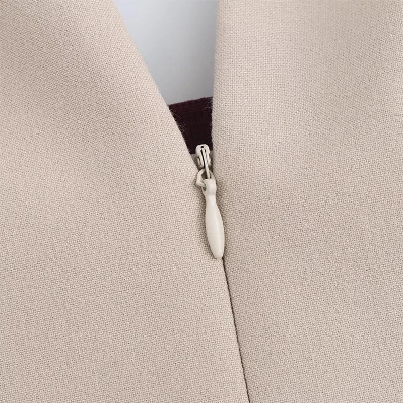 Willshela Women Fashion Beige Lace Up Front Zipper Backless Mini Dress Vintage Halter V-Neck Sleeveless Female Chic Lady Dresses 250324