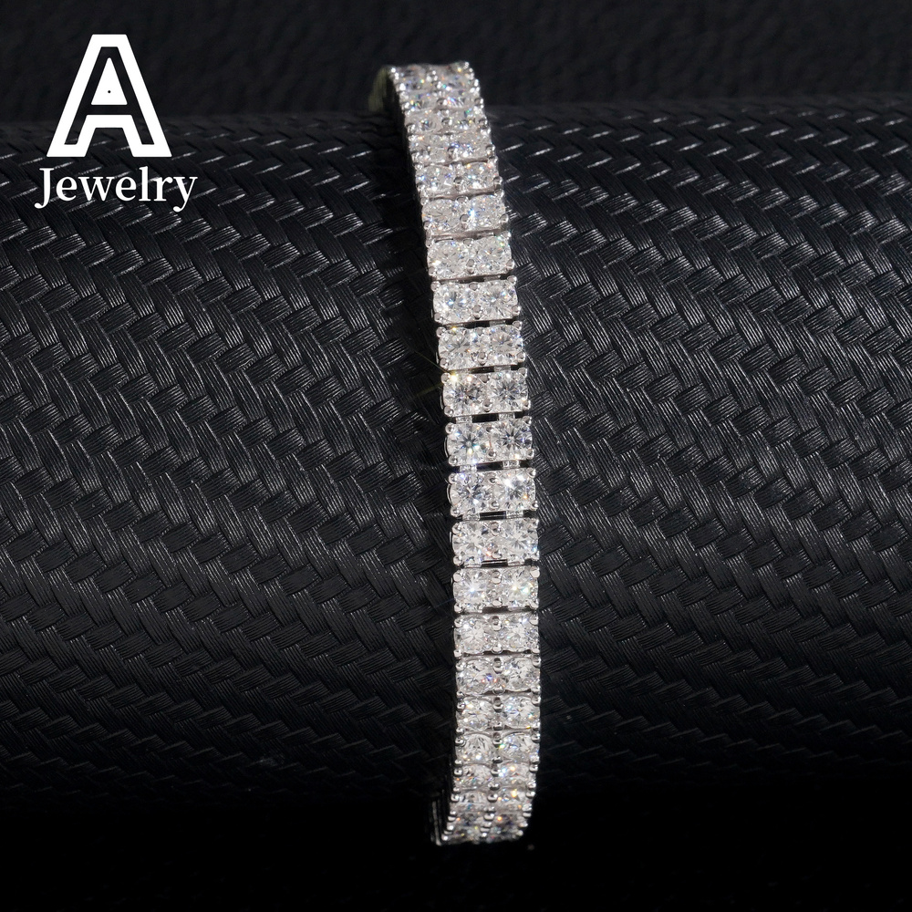 Pass Diamond Tester 925 Silver 3MM Moissanite Double Rows 6MM Width Tennis Chain Bracelet No reviews yet 1