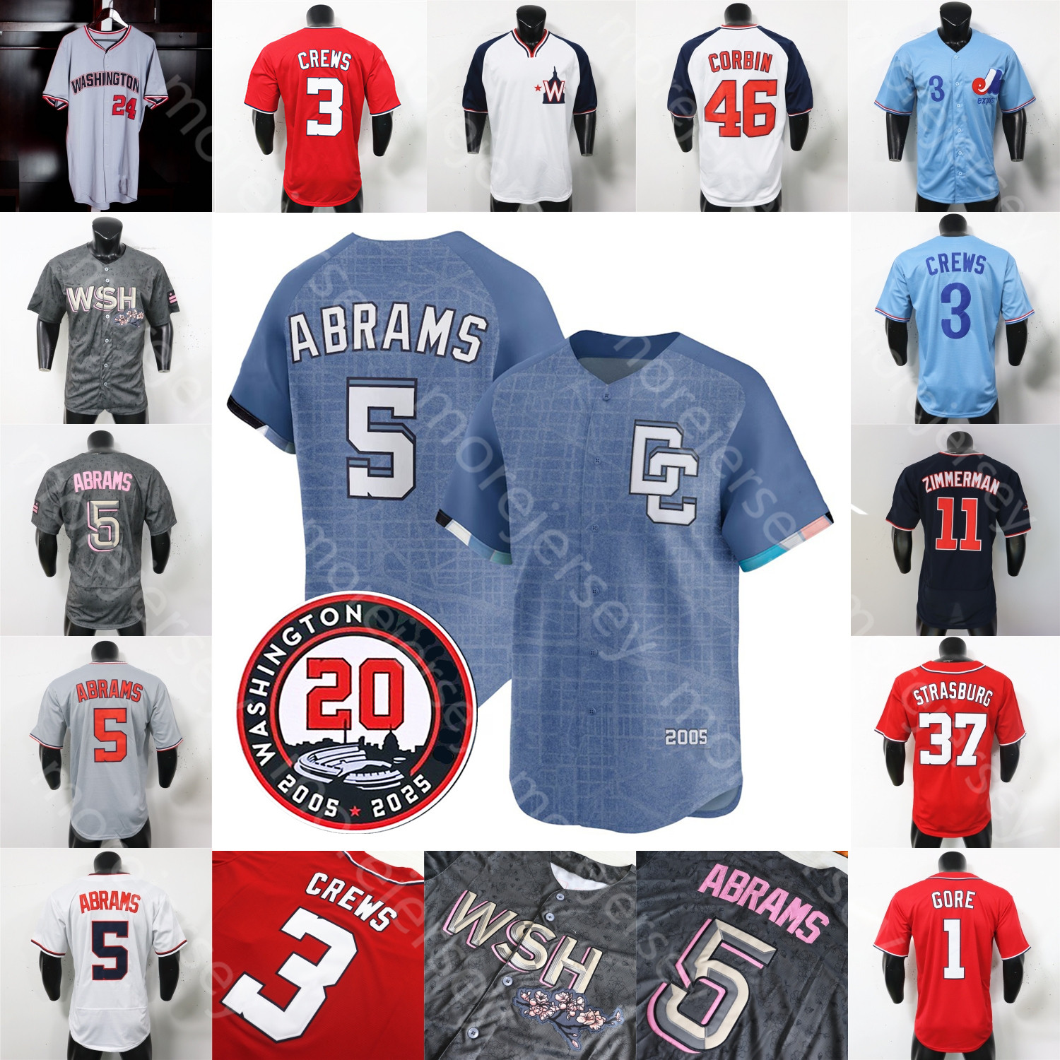 2025 City Baseball Jersey Dylan Crews James Wood CJ Abrams MacKenzie Gore Bell Garcia Jr. Gray Ruiz Baker Lowe Rosario Tena Yepez Call Young Garrett Women Youth