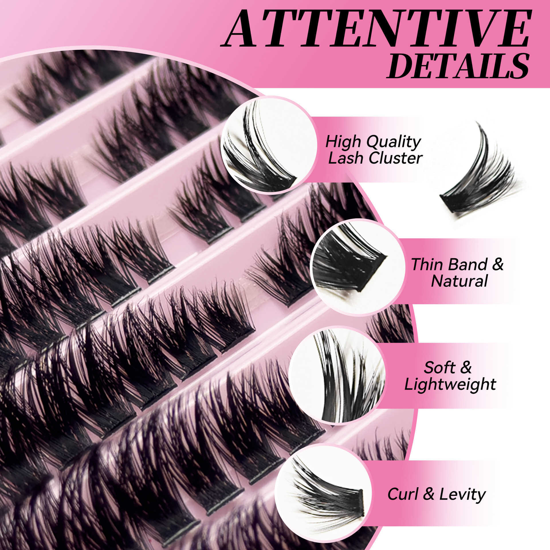 False eyelashes extended by 30D-100D single cluster segmented hair simulation thick and curled eyelashes W250324
