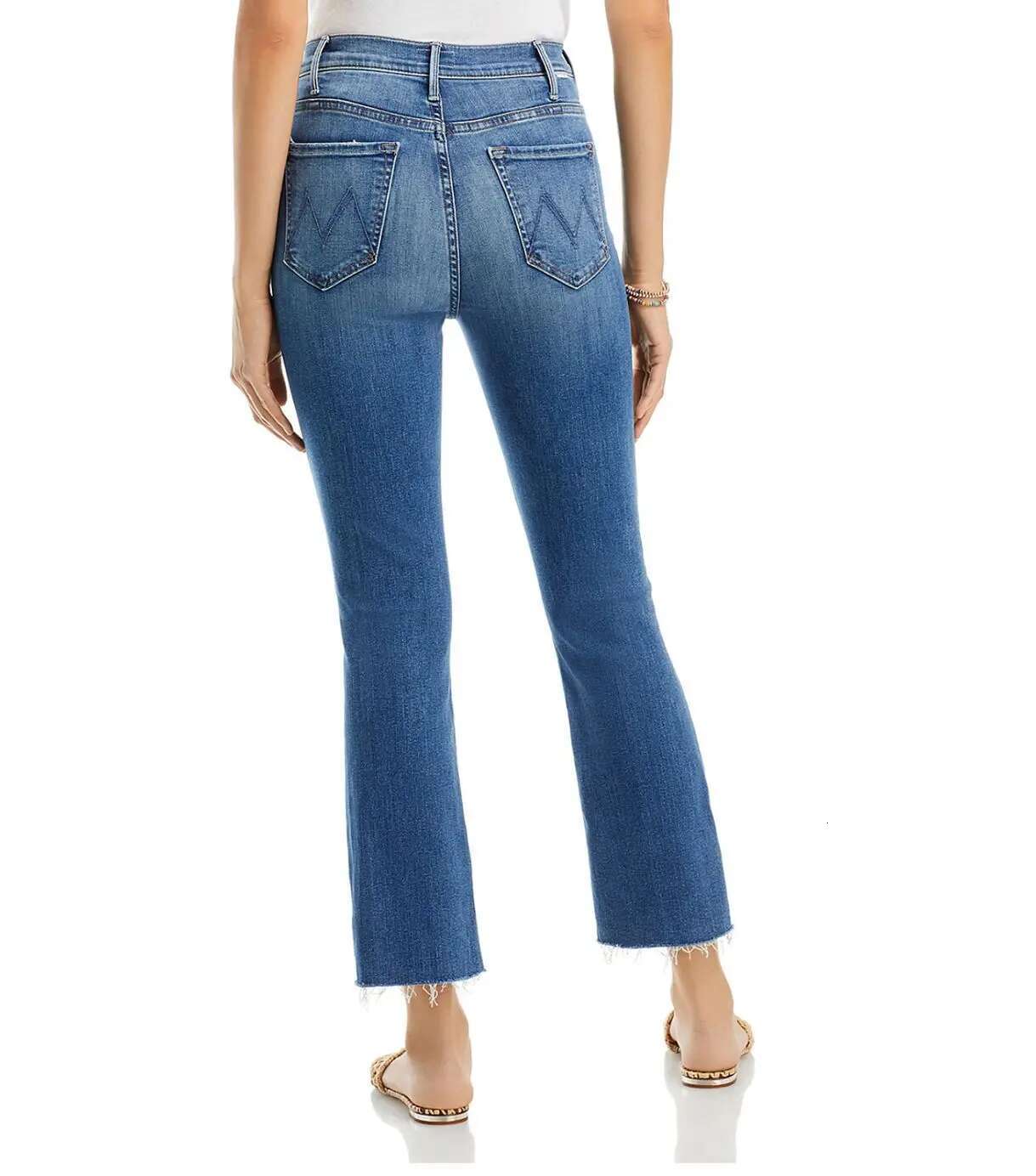 Quality MO Women's Stretch Flared Jeans High Waist Zipper Fly 2024 Fashion Female Denim Ankle-Length Pants