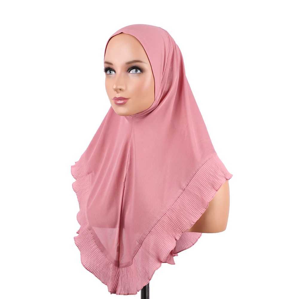 Purple headscarf elegant lace instant Muslim headscarf high-quality solid scarf womens shawl full RIMAIRE set X250324