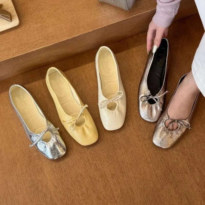 Fashion Butterfly-Knot Ladies Flat With Female Slides Silk Footwear Shallow Ballet Flats Dance Shoes For Women