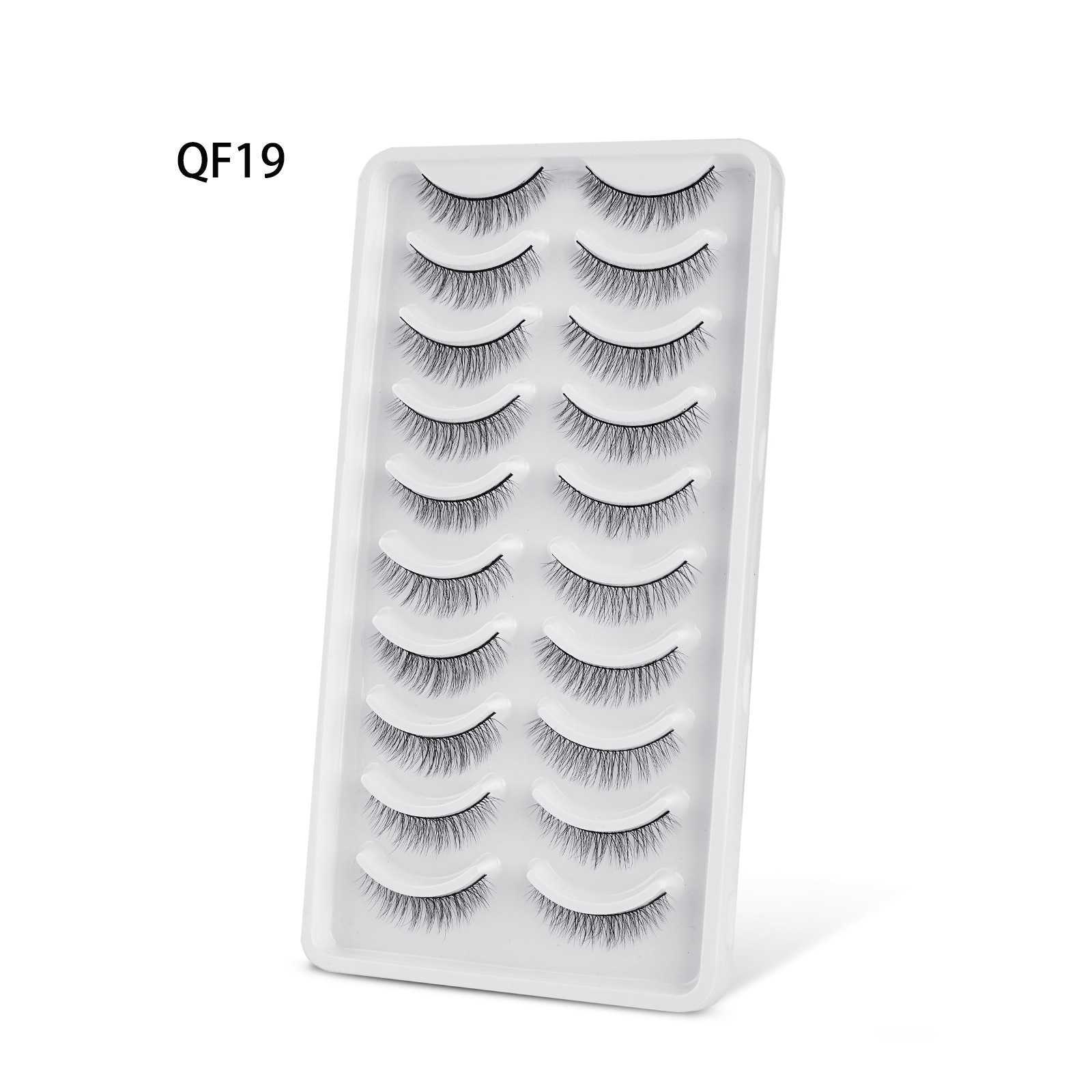 10 pairs of 3D synthetic fiber simulation hard stem false eyelashes simple and natural three-dimensional eyelashes W250324