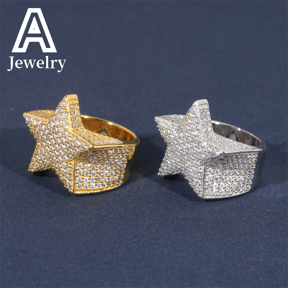 Luxury Fine Jewelry Rapper Fashion Iced Out Top Quality Hip Hop Star Silver 925 Moissanite Ring for men