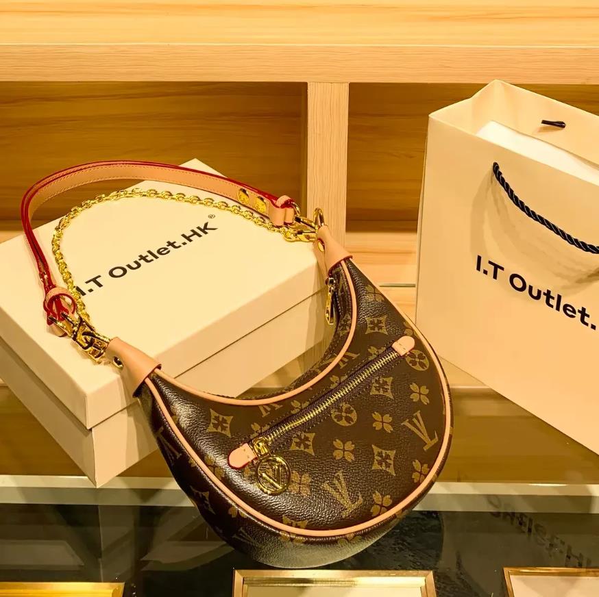 10A Luxury Designer Loop Hobo Shoulder Bag Women Leather Handbag Vintage Crossbody Half-moon Croissant Bags Sleek Design Satchel Wallet Purses 2pcs/set mother bag