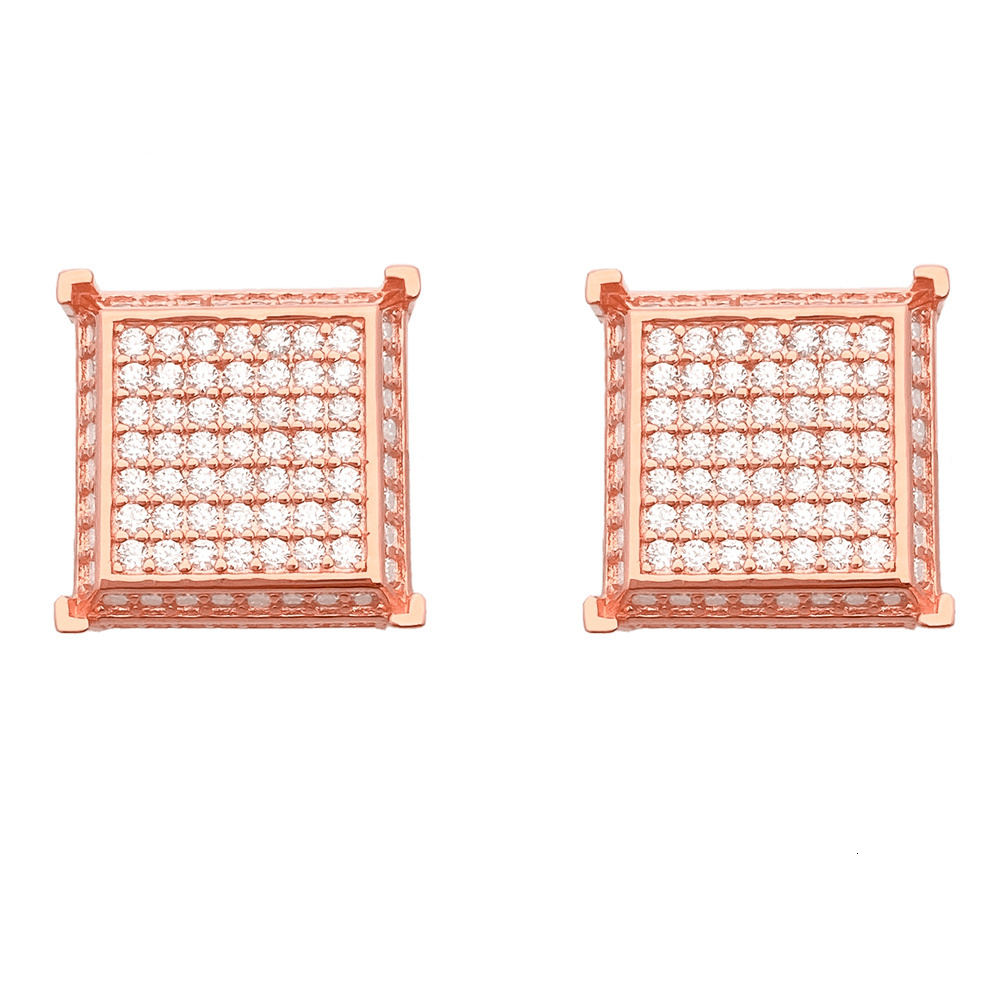 European and American classic fashion male and female princess square full diamond stud Hip Hop 925 sterling silver Moissamite s