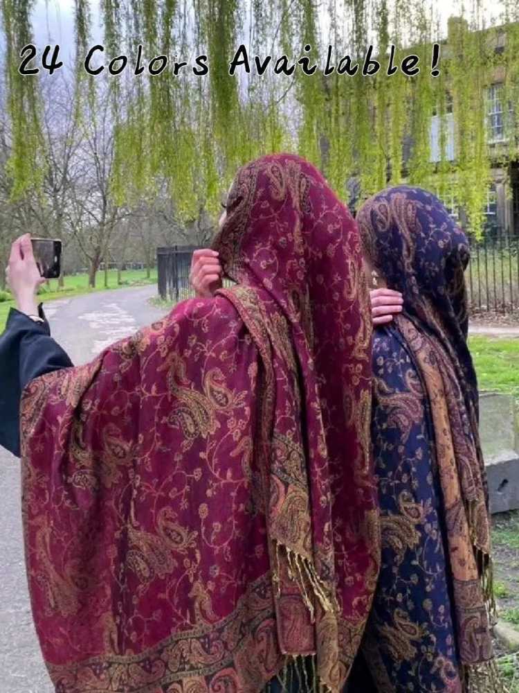 24Color Luxury Bohen Style Shawl Wen Scarf Jacquard Paisley Pattern Designer Womens Muslim Headscarf X250324