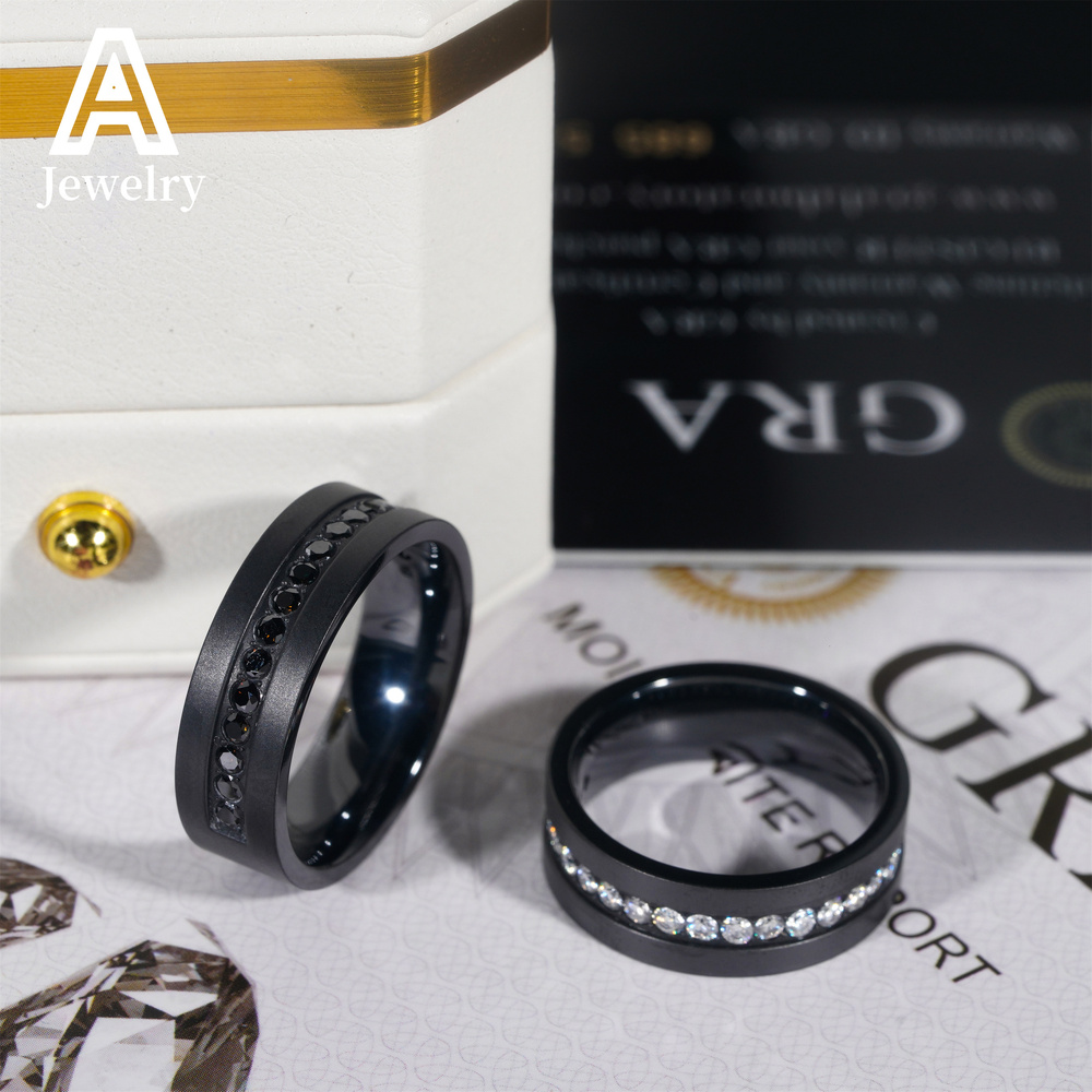 European and American fashion new style stainless steel Moissanite 8/10# Hip Hop rapper trend ring jewelry