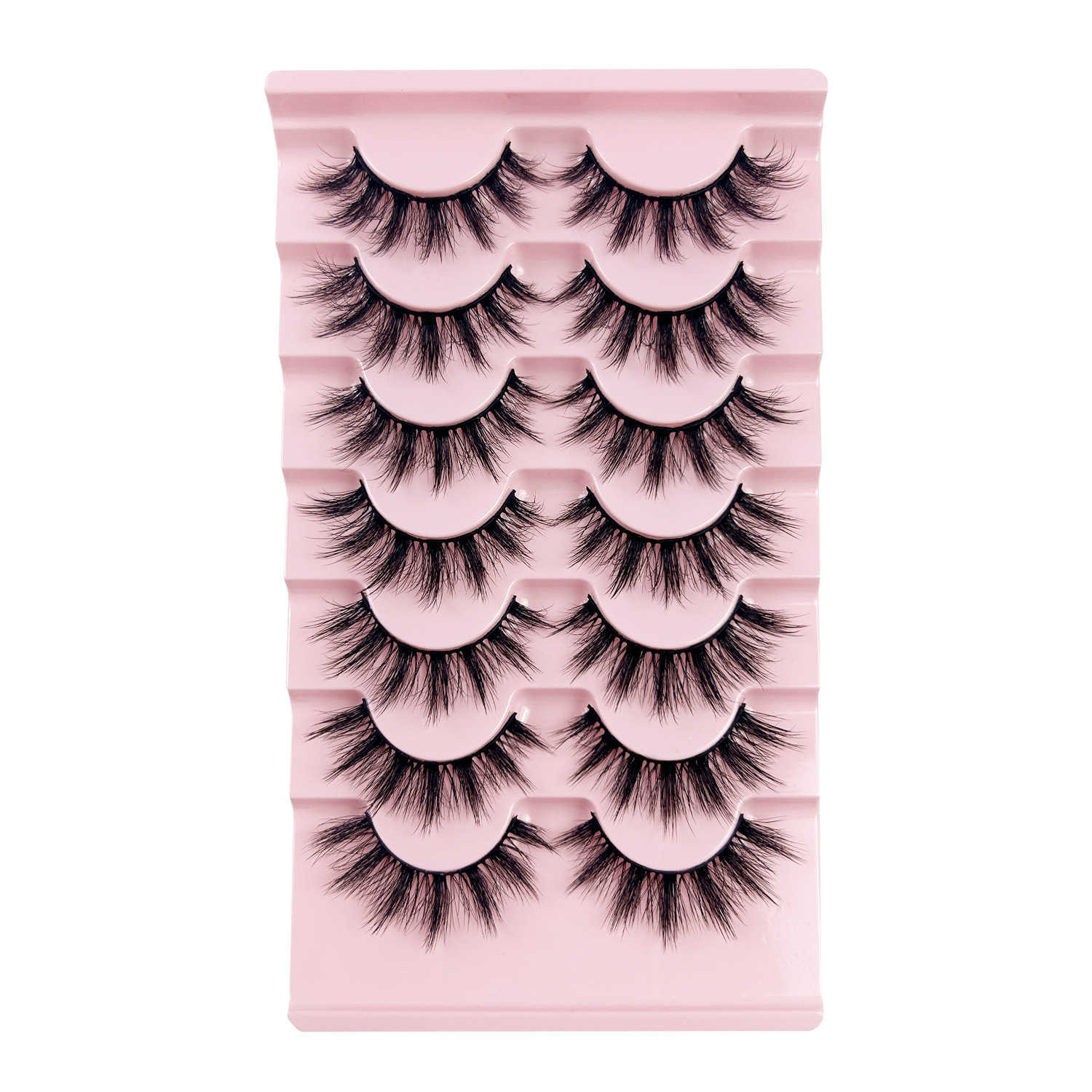 7 pairs of striped eyelashes curled up slender messy explosive thick exaggerated false eyelashes W250324